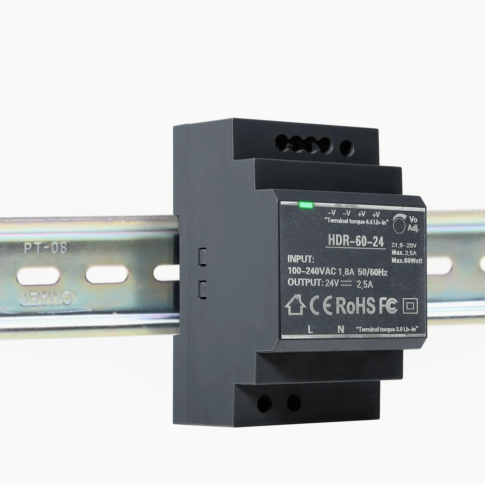 DEWIN Fuente de Alimentación Conmutada 24v, HDR-60W Fuente de Alimentación Conmutada de Transformador de Riel DIN para Equipos de Automatización Industrial (Color : DC 24V 2.5A)