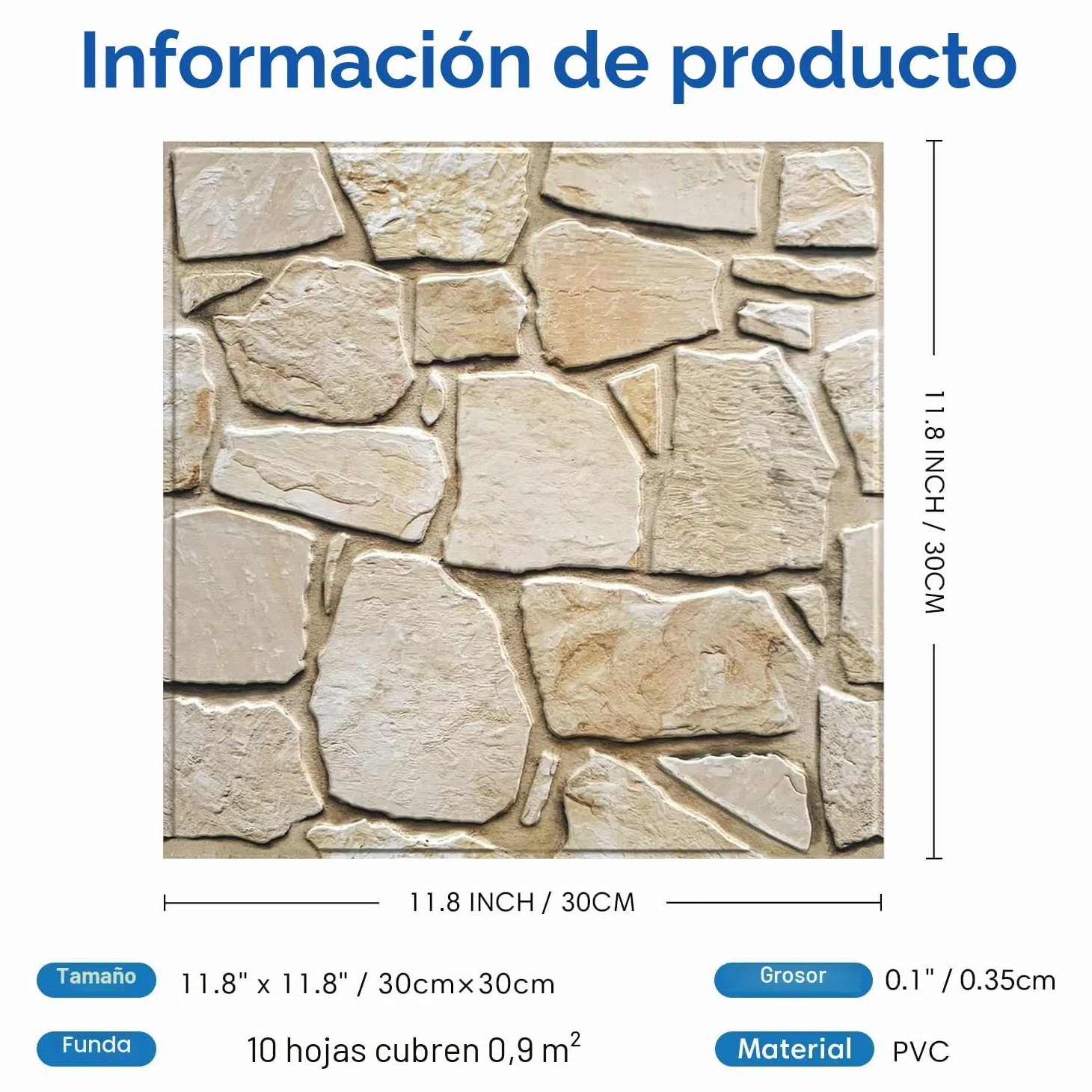 COMSTICKC Paneles de Pared 3D Autoadhesivo de Piedra, 10 Piezas 30 x 30 cm, 3D Papel Pintado, PVC Decorativo Panel de Pared de Ladrillo Adhesivos para Salón Oficina Cocina (Marrón Claro)