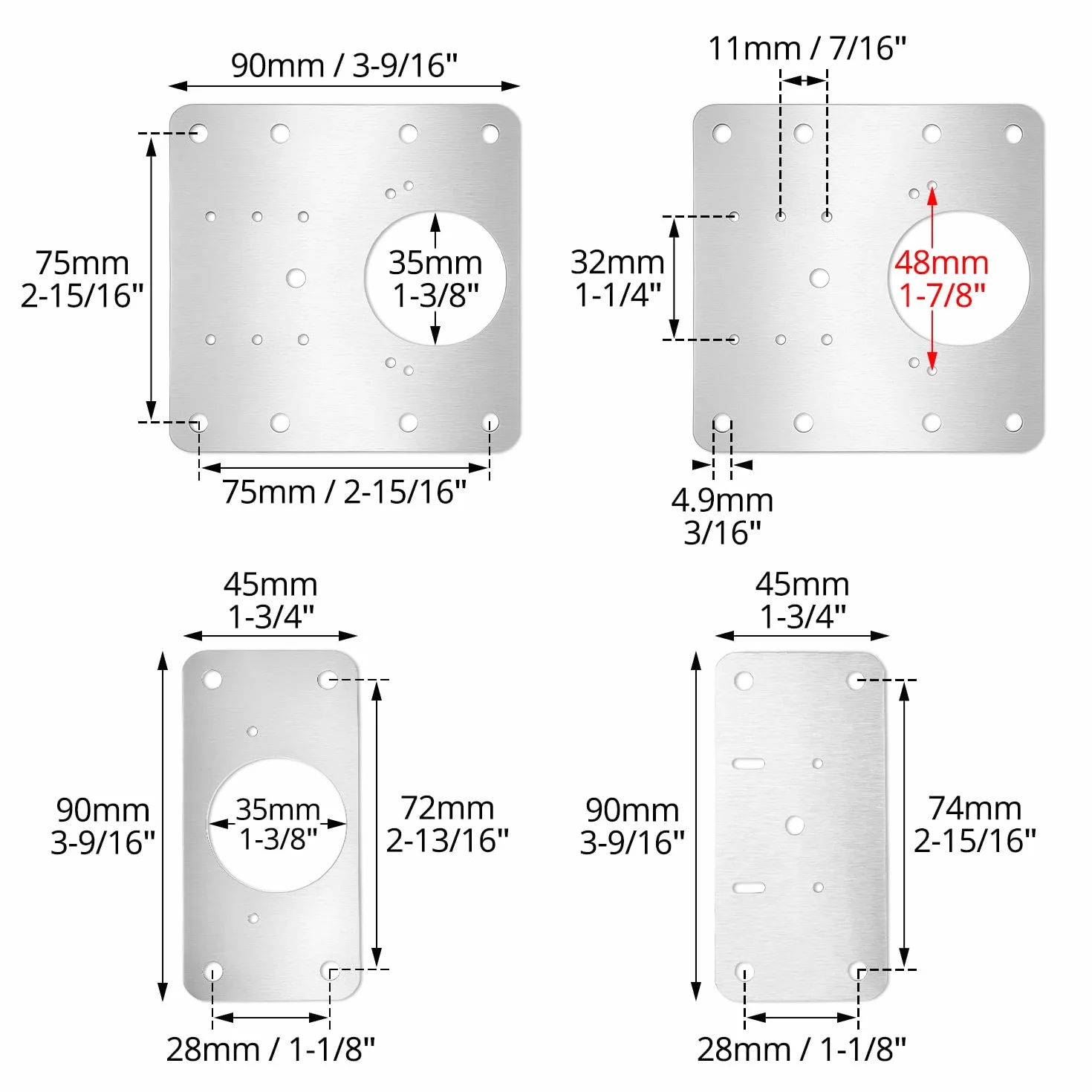 QWORK 12 Piezas Placas Reparación Bisagras Acero Inoxidable con Tornillos para Puertas