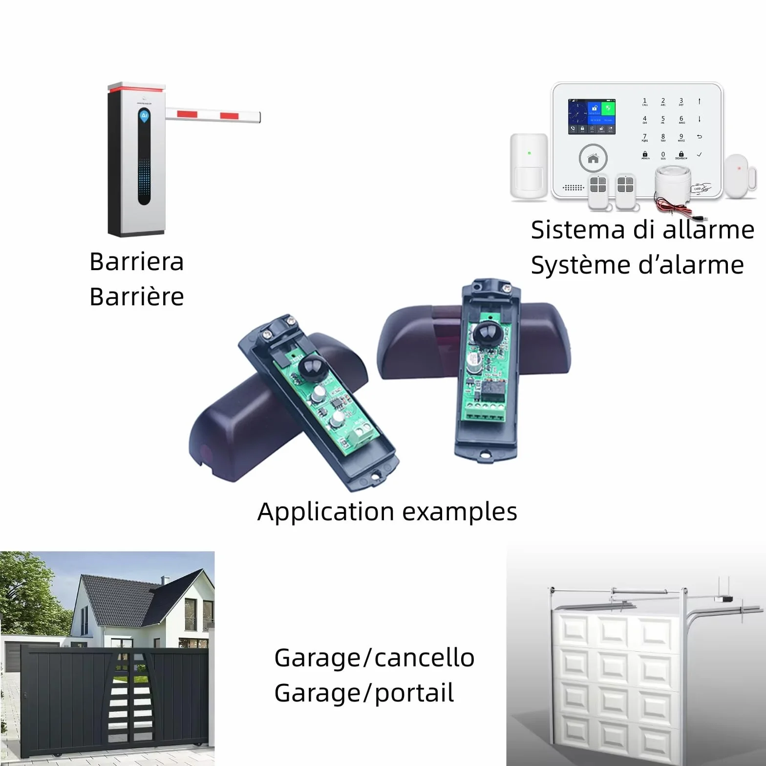 Par de fotocélulas de infrarrojos universales para sensor externo automático para puerta de garaje 12 V/24 V AC DC