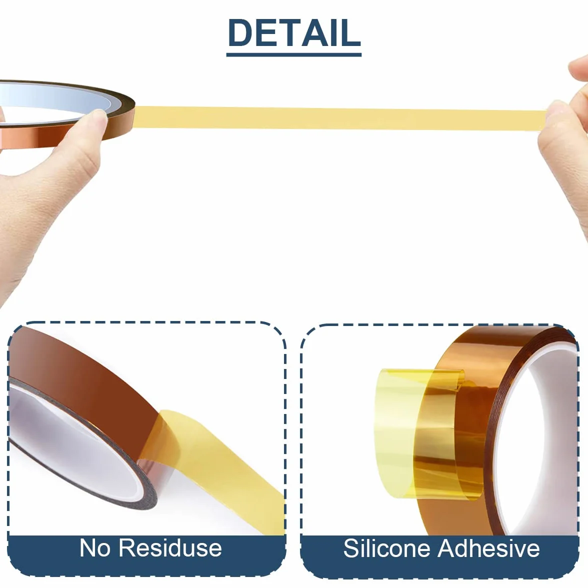 50 mm x 28 m (90 pies) Cinta de alta temperatura Cinta de poliimida resistente al calor Cinta térmica Cinta Kapton para enmascarar/Soldar/Impresoras 3D / Batería