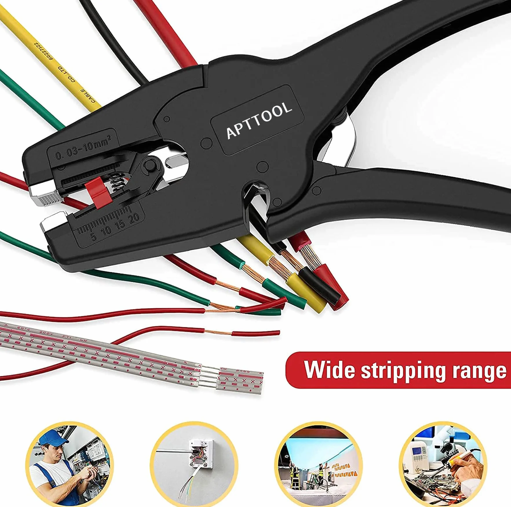 Pelacables Electricista Profesional, Pelador de Cables Automático, Pela Cables de Electricidad con Mordazas Autoajustables, Liviana y Portátil (0,03~10,0 mm²)