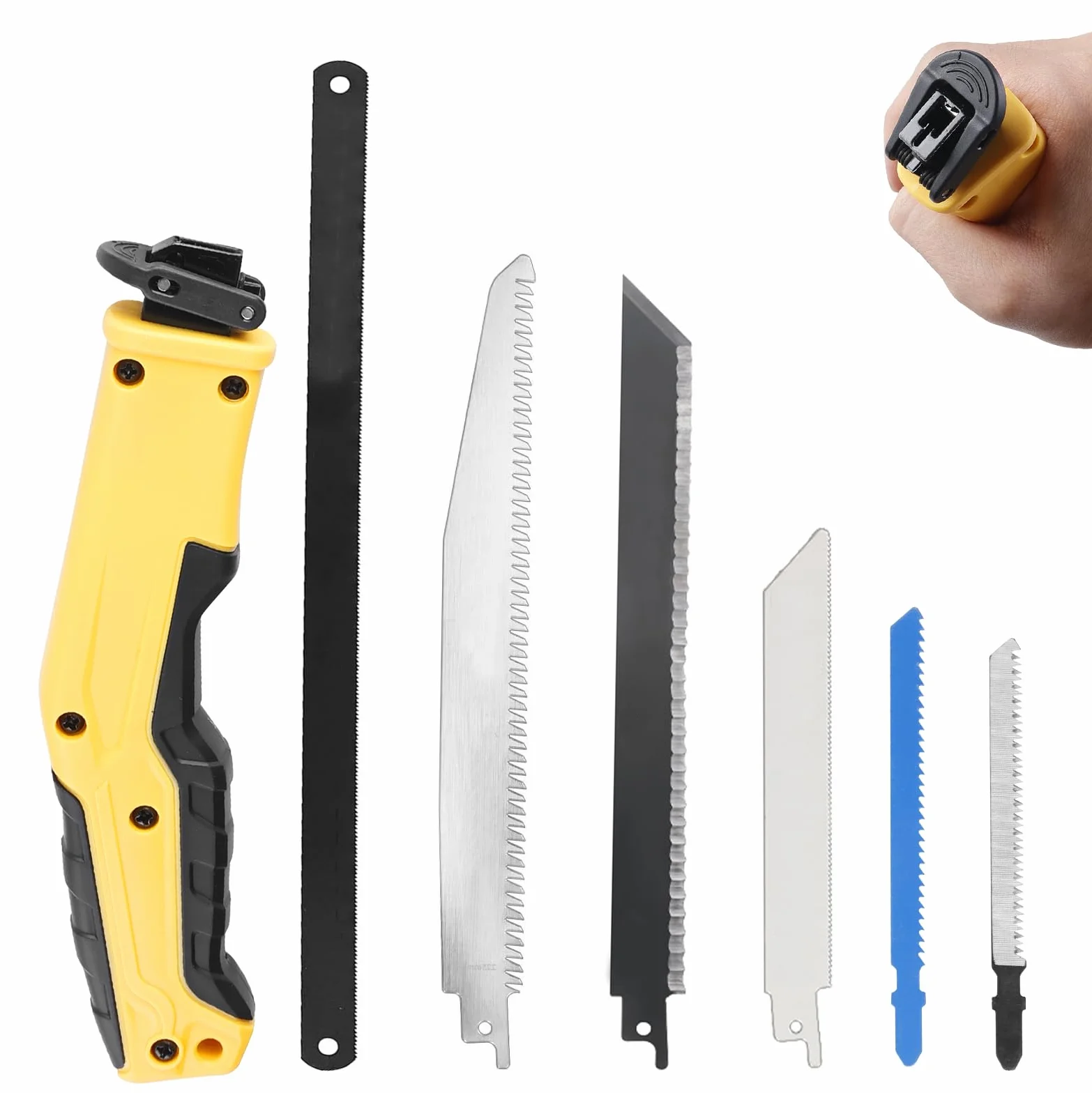 Sierra de mano multifuncional con mango de 6 hojas: para madera, metal, paneles de pared, contrachapado, plástico y yeso