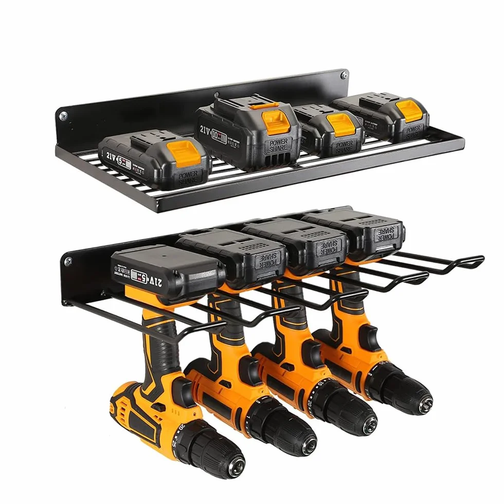 Organizador De Herramientas Eléctricas, Soporte Para Taladro De Pared, Diseño De Malla Anticaída, Mejora La Utilización Del Espacio, Estante De Almacenamiento De Utilidad Para Garaje, Taller, Etc