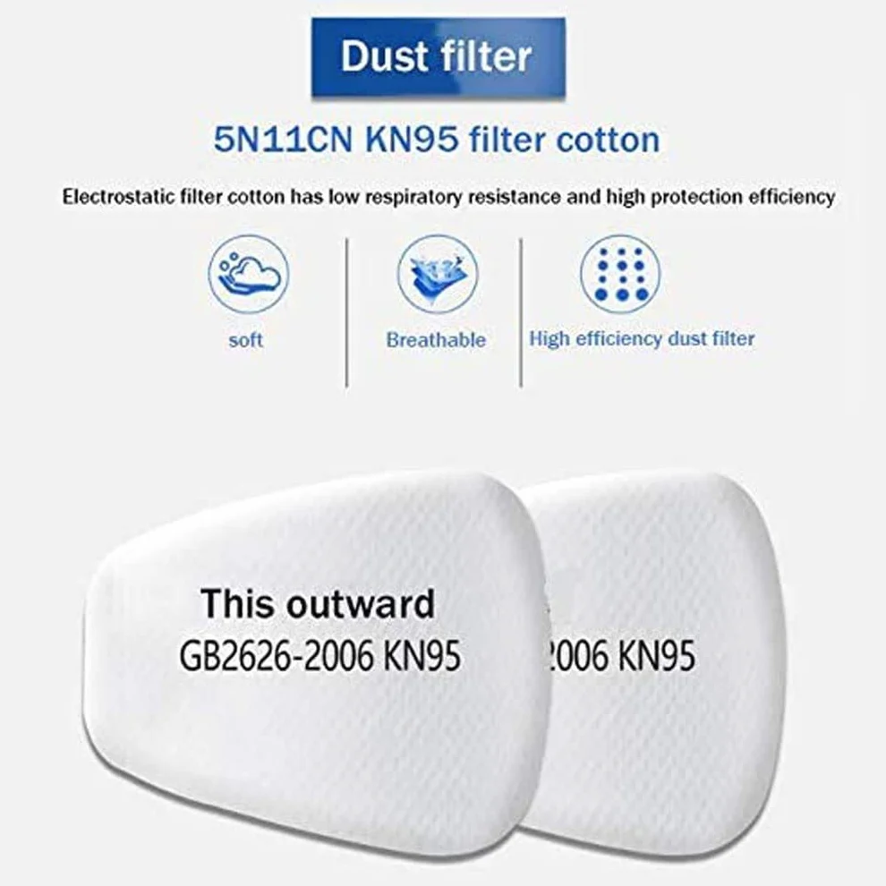 50 Pcs/Pack 5N11 Particulate Replacement Respirator Cotton Filters for 3m 6000/6200/7502/6800/7501/Ff40 Half Full Face Dust Gas Masks, Spray Painting Chemical Gas Mask Filter