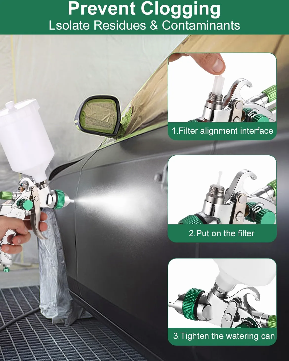 HVLP Pistola de Pintura Profesional, Pistola Pulverizadora de Pintura, Recipiente de Pintura 600 ml, 3 boquillas 1,4mm 1,7mm 2,0mm, Alimentación por Gravedad Pistola Rociadora para Automóviles, Techos