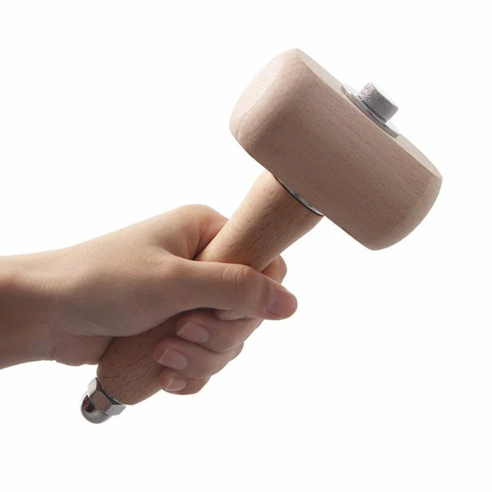 Martillo de mazo de madera de haya, herramienta de madera, para cortar martillo, artesanía de cuero