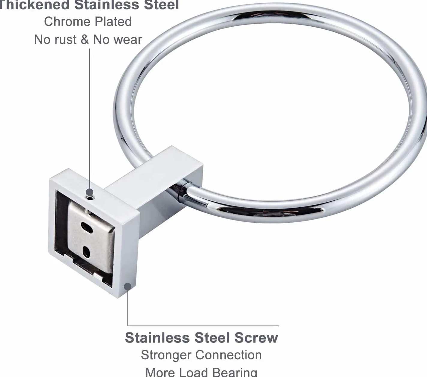 YUET Toallero de Anilla, Porta Toallas Redondo, Acero Inoxidable, Montaje en Pared (Plata)