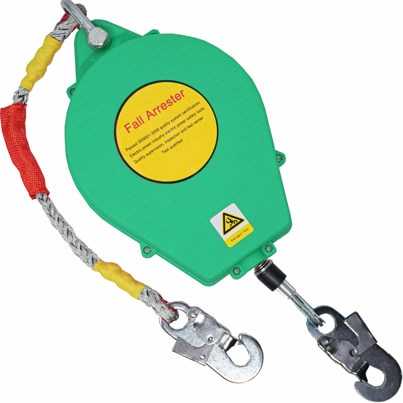 Arnes Linea de Vida Tejado 150kg, Dispositivo Anticaida Retractil Homologado 3-20m, Verde/Amarillo