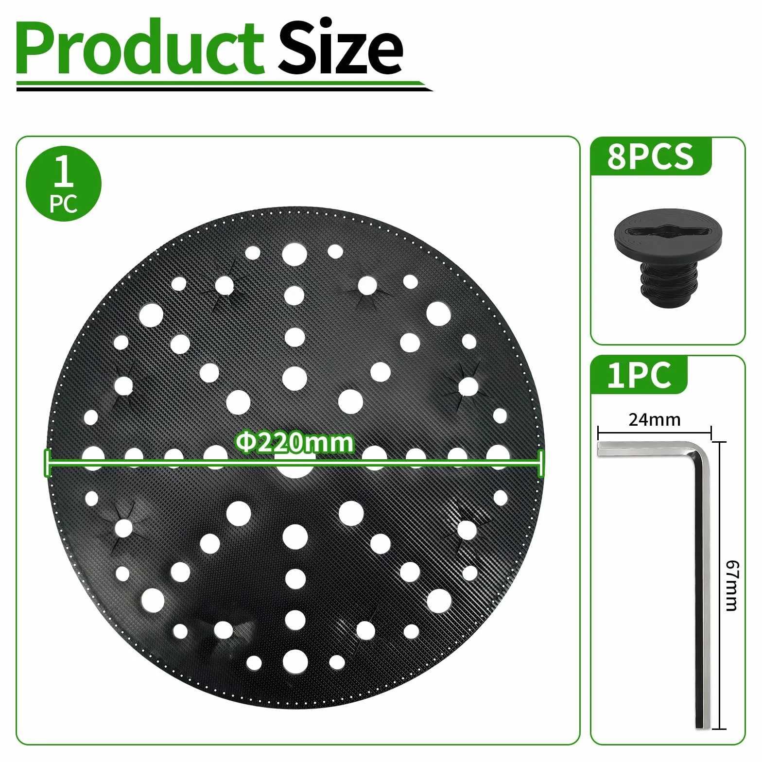Almohadilla de interfaz para Festool PLANEX LHS 2 225 - Almohadilla blanda para disco lijador de repuesto IP-STF-D220/48-LHS 2 225, almohadilla de interfaz 220 mm para lijadora de larga distancia