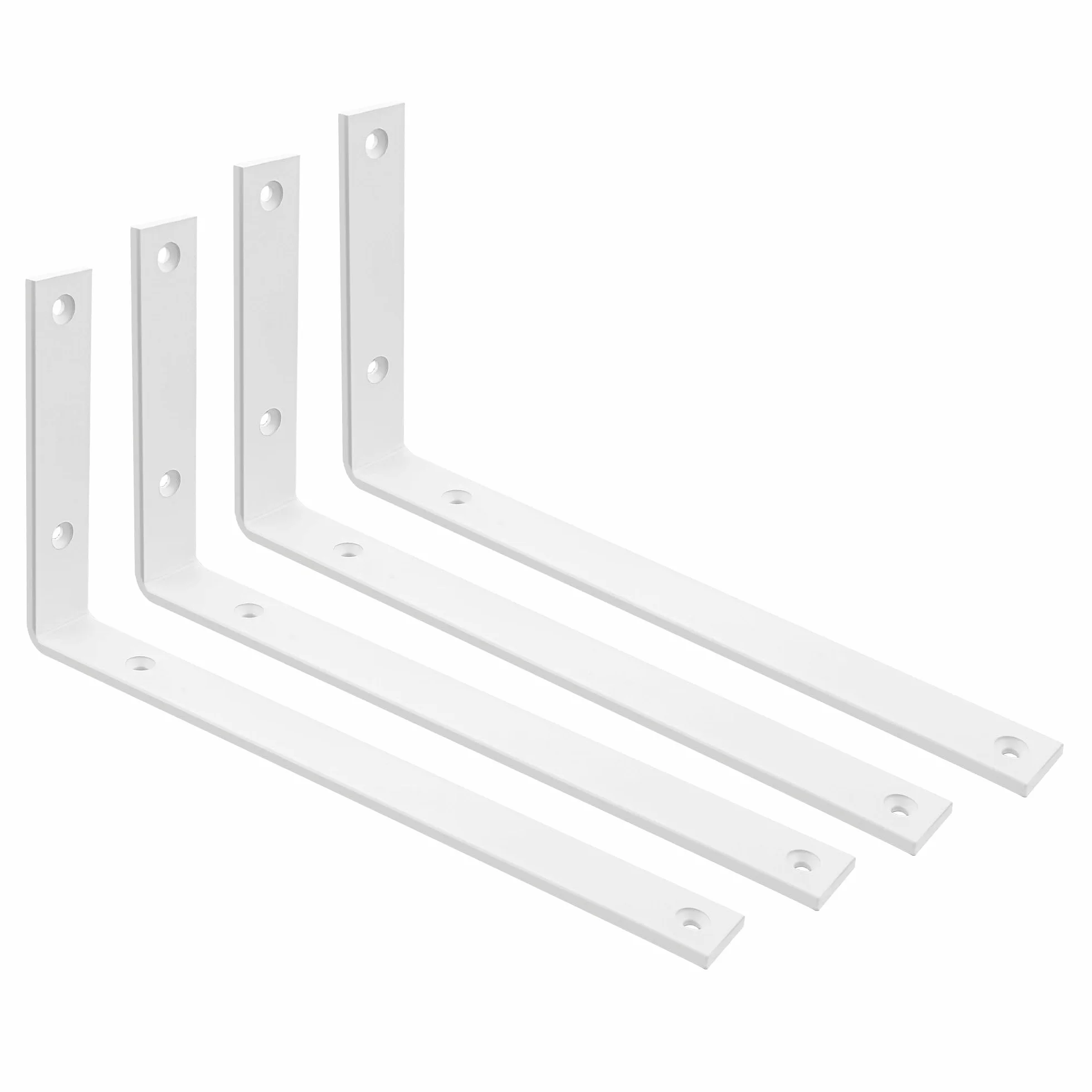 SAYAYO Soportes de Estante Blanco Resistentes de 5 mm de Grosor, Soportes de Metal en L para Estantes, Soportes de Estante de Madera para Colgar en la pared, 300 mm x 150 mm, 4 Piezas