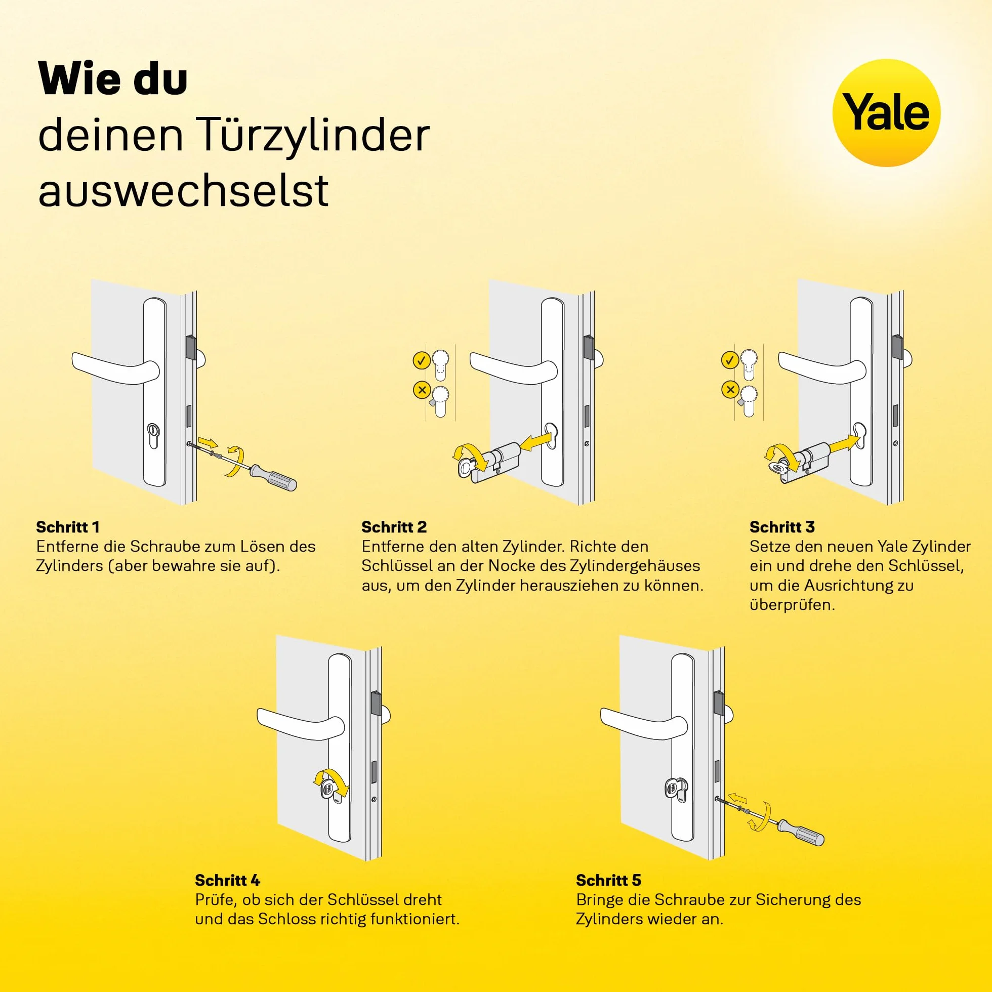 Yale YC2100 DB 30X30 NI - Cilindro de cerradura de embrague, Níquel, 30x30 mm