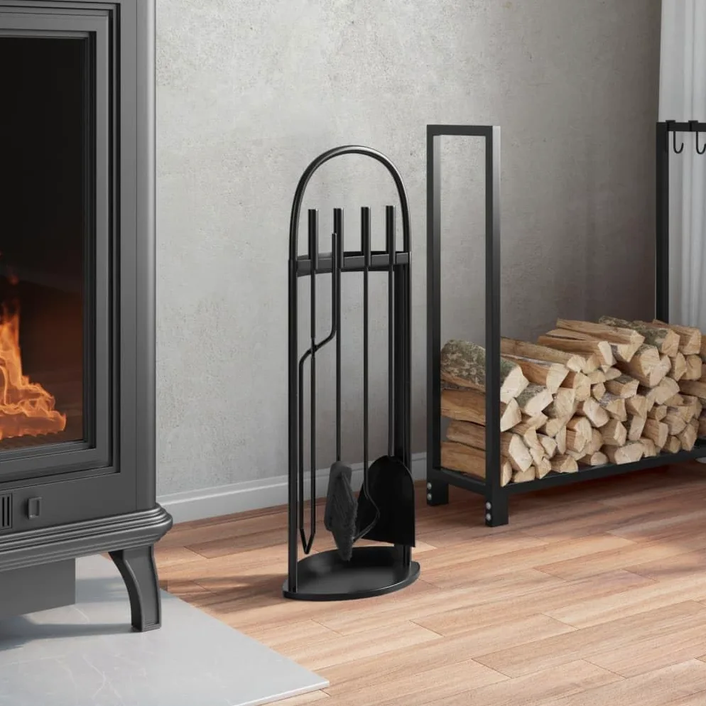 Juego de Herramientas para Chimenea de 5 Piezas, 23 x 15 x 66 cm, Acero, Casa y jardín Accesorios para hornos de leña y chimeneas Herramientas para chimeneas, Negro, 3.42kg