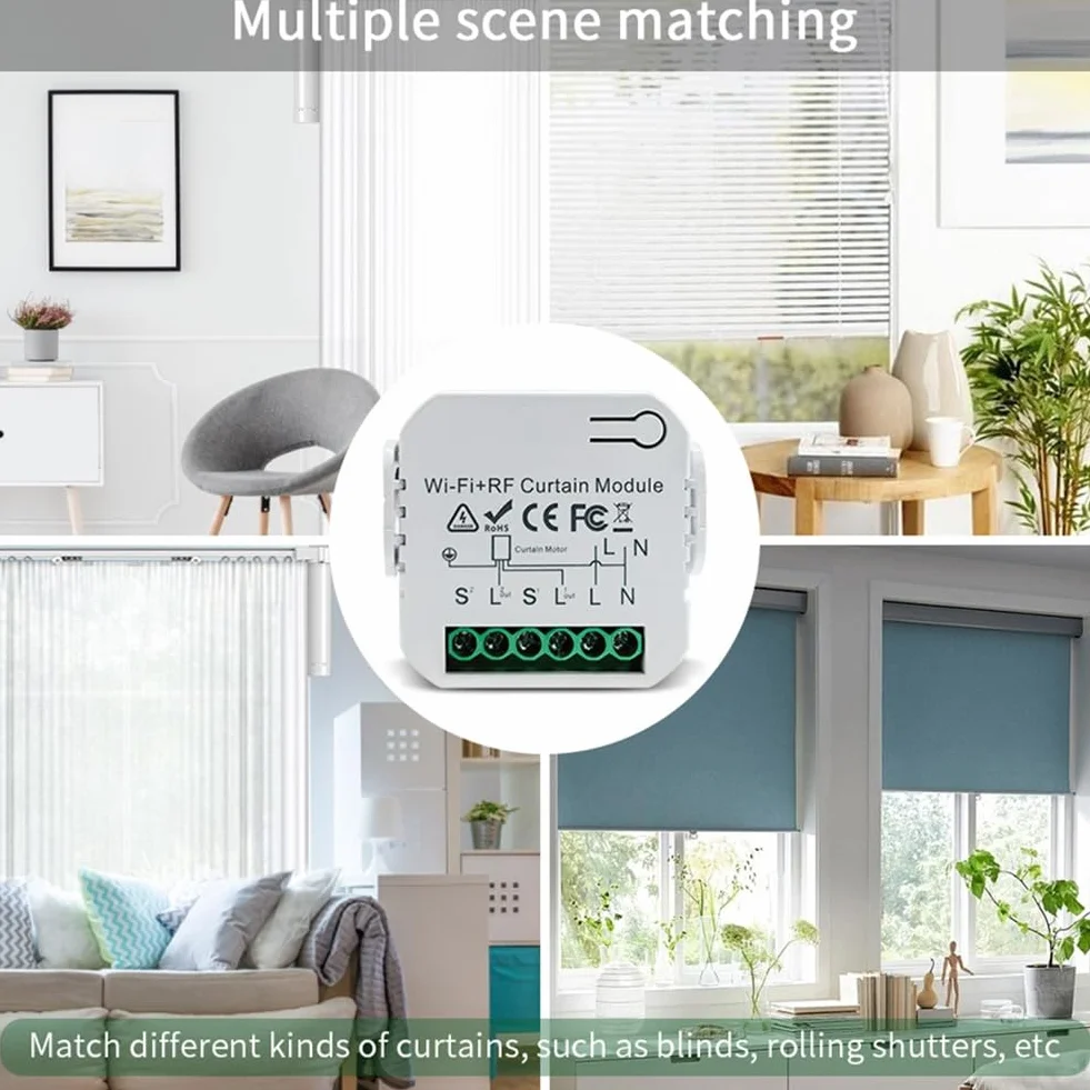 Booso Tuya Smart Curtain Switch WiFi 433Mhz Módulo de Control de Persianas Enrollables con Control Remoto para Persiana Enrollable Eléctrica