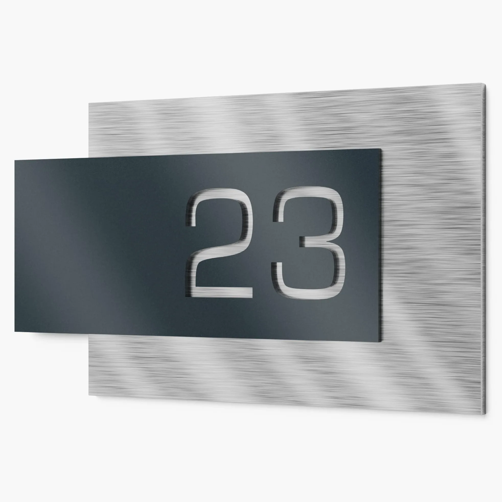 placa número para casa exterior – 200x110 mm, acabado antracita RAL 7016, acero inoxidable V2A (AISI 304), personalizable