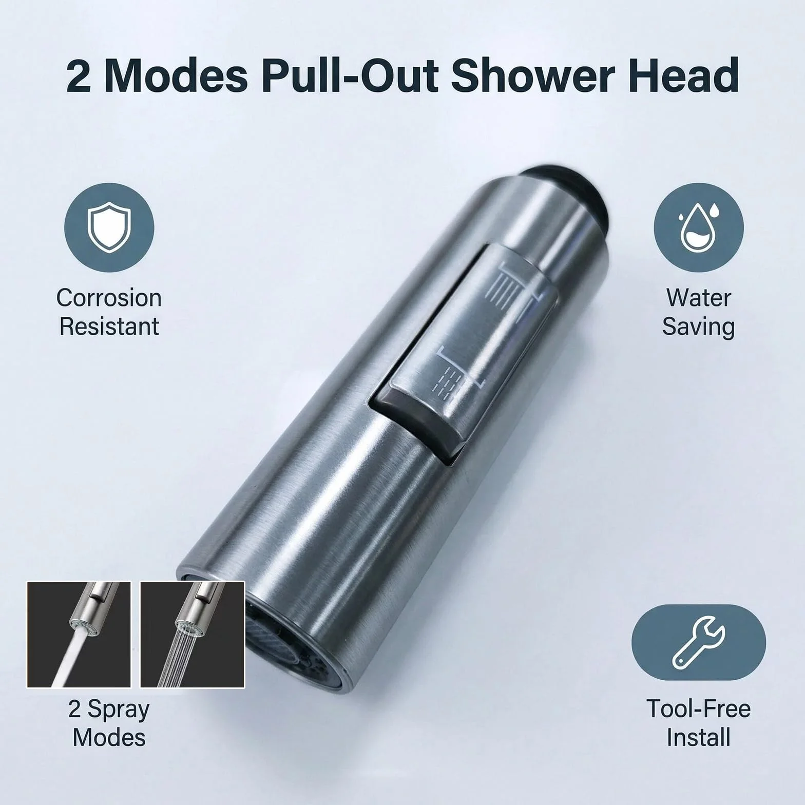 Cabezal de Grifo de Cocina Extraible G1/2, Alcachofa Aireador Modo Chorro Ducha, Ahorro de Agua