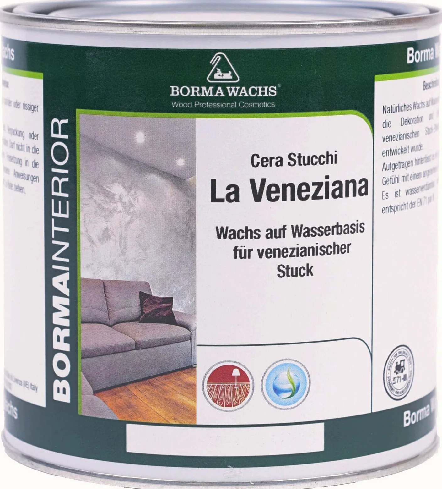 Borma Wachs Cera para pulir estuco Veneciano a base de ceras naturales dispersas en agua que nutre y regenera - 750 ml -