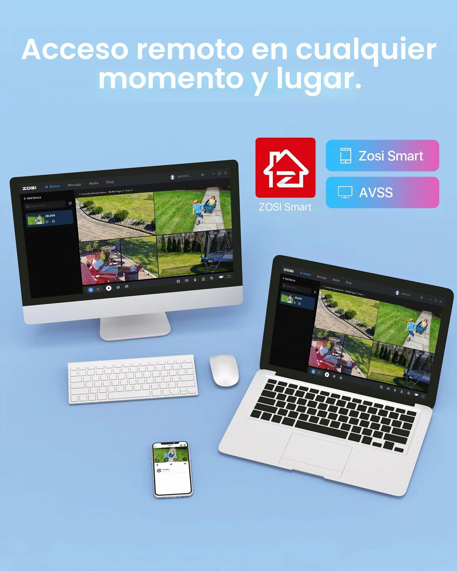 ZOSI 5MP Lite Kit de Cámara de Vigilancia 8CH H.265+ 2MP Videograbador DVR con (4) Cámara de Seguridad Exterior, Visión Nocturna, Detección de Movimiento, sin Disco Duro