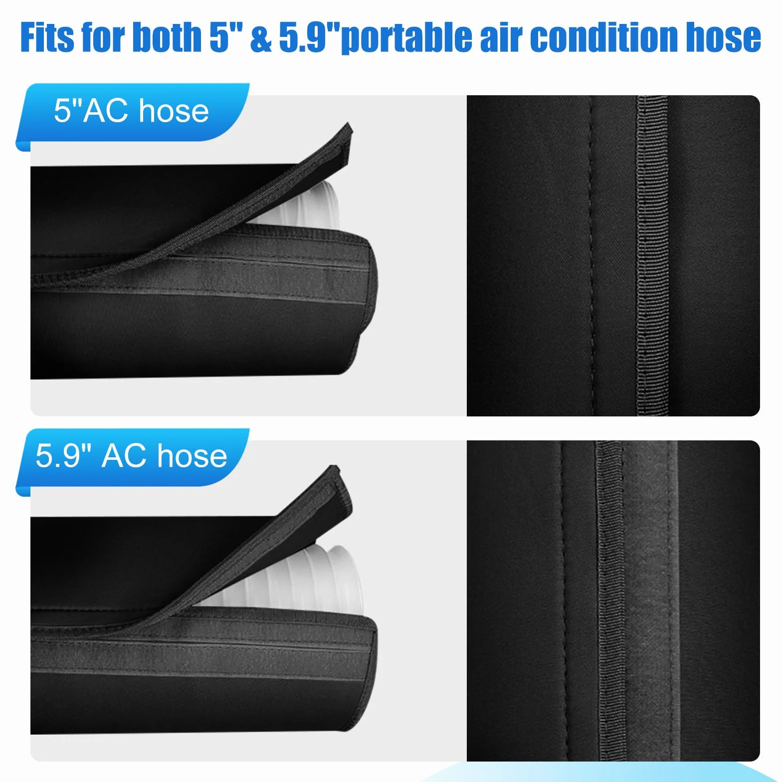 Cubierta Aislante para Manguera de Aire Acondicionado, Funda Aislamiento para Conducto Escape 12.7-15cm Diámetro, 3 Correas Negro