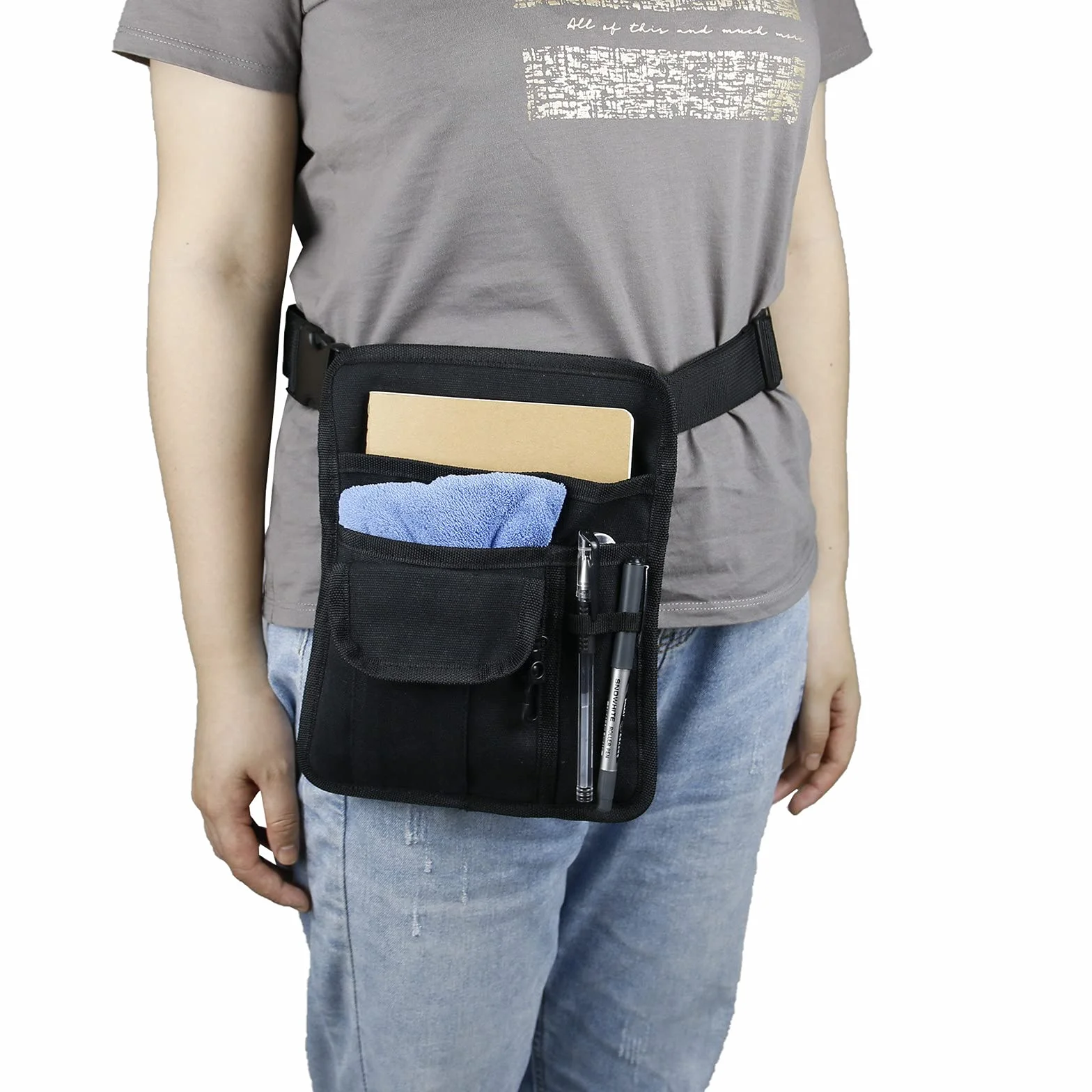 Bolsa de delantal para herramientas, para restaurante, camarero, dinero, con hebilla ajustable para cinturón, para restaurante, jardinería, artesanos, etc., Negro, Talla única