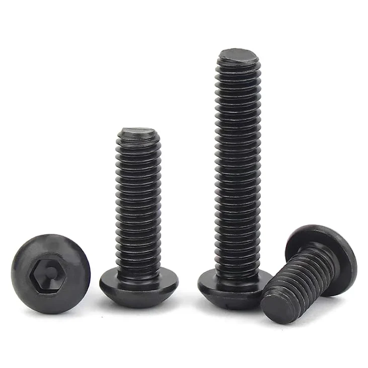 50 tornillos M3 x 40 negros, tornillos de cabeza alomada, tornillos de cabeza redonda con hexágono interior ISO 7380, rosca completa, con cierre hexagonal interior