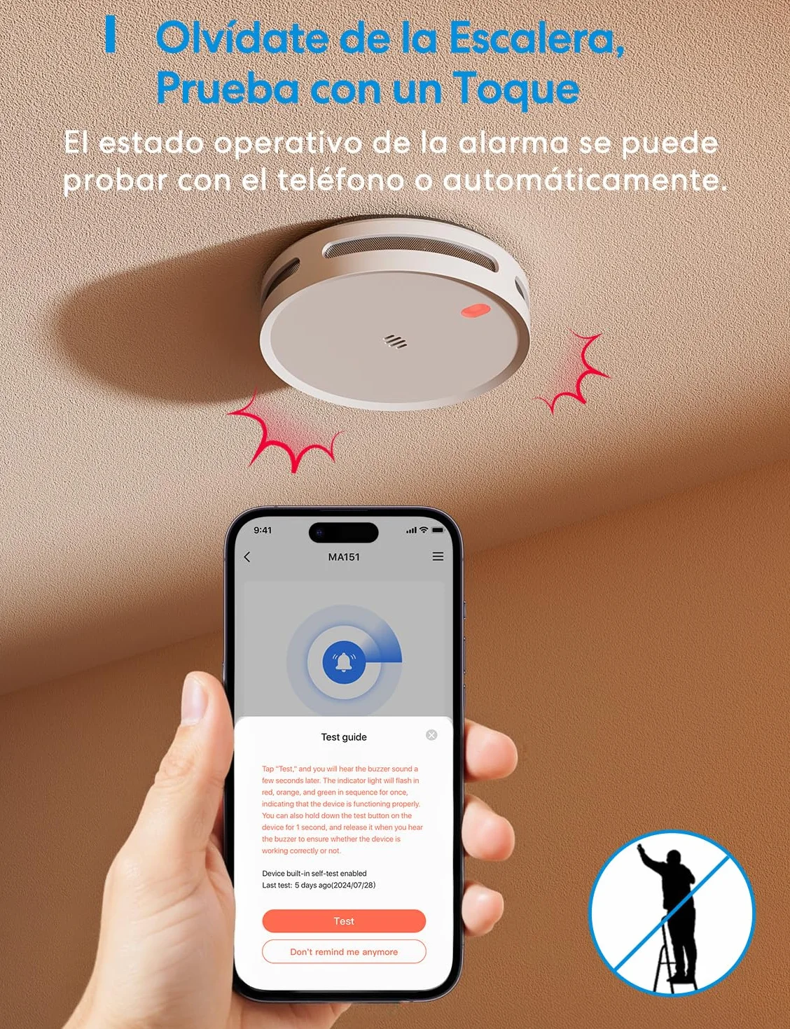 Meross Smart Detector de Humo WiFi, Alarma de Incendios con Doble Sensor Óptico, Notificación App, 33 mm, 1 Unidad