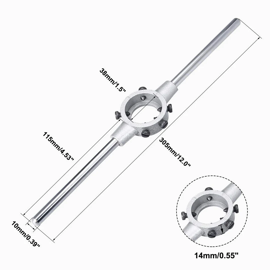 sourcing map Troquel Manija Llave 38mm Diámetro M12-M14 Métrico Redondo Portamatriz