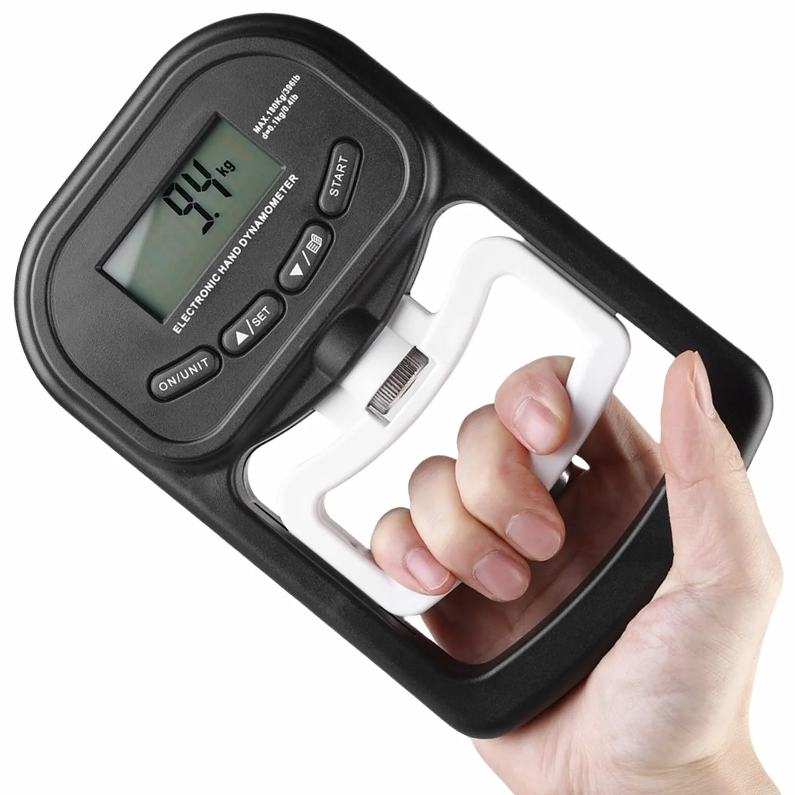 Dinamómetro Digital 180kg Dispositivo de medición electrónico Pantalla LED Accionamiento USB Inteligente y Sensible (negro)