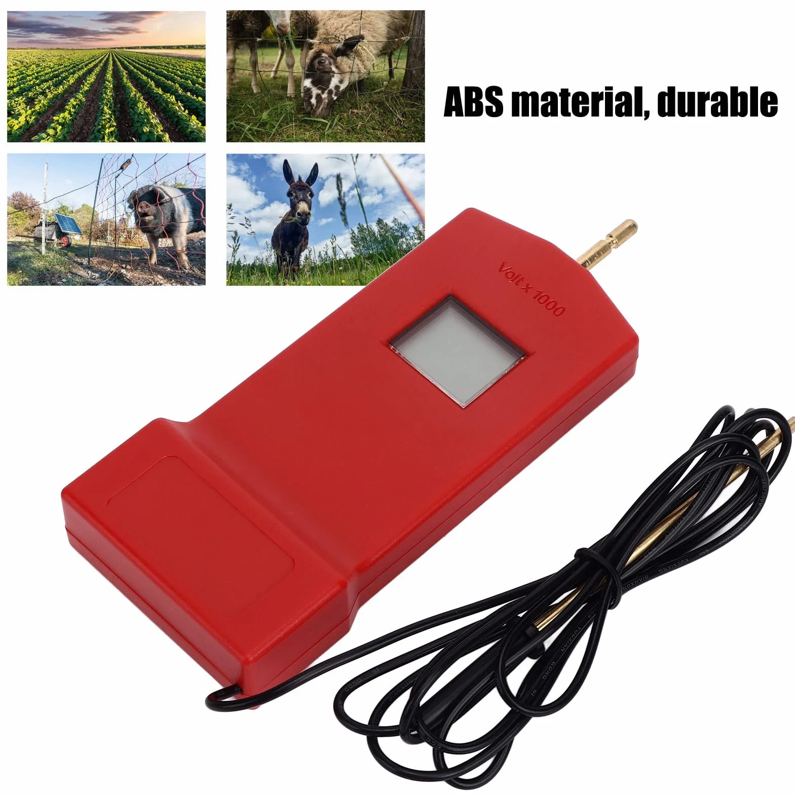 Probador de Vallas 15 X 6 X 2 Cm Probador de Vallas LCD Digital con Batería para Granjas (rojo)