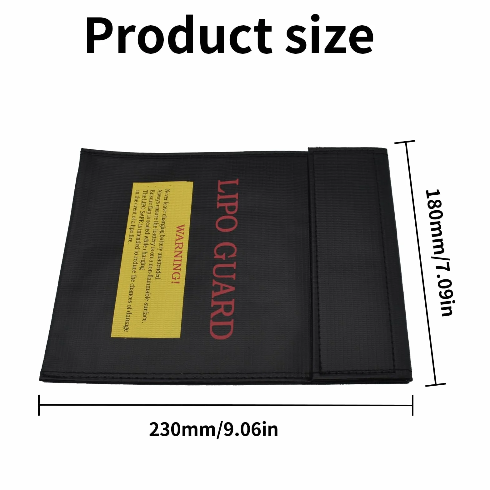 Bolsa de seguridad antiexplosión para batería LiPo – Bolsa ignífuga y resistente al agua, protección contra incendios para objetos preciosos, documentos y joyas (negro, 180 x 230 mm)