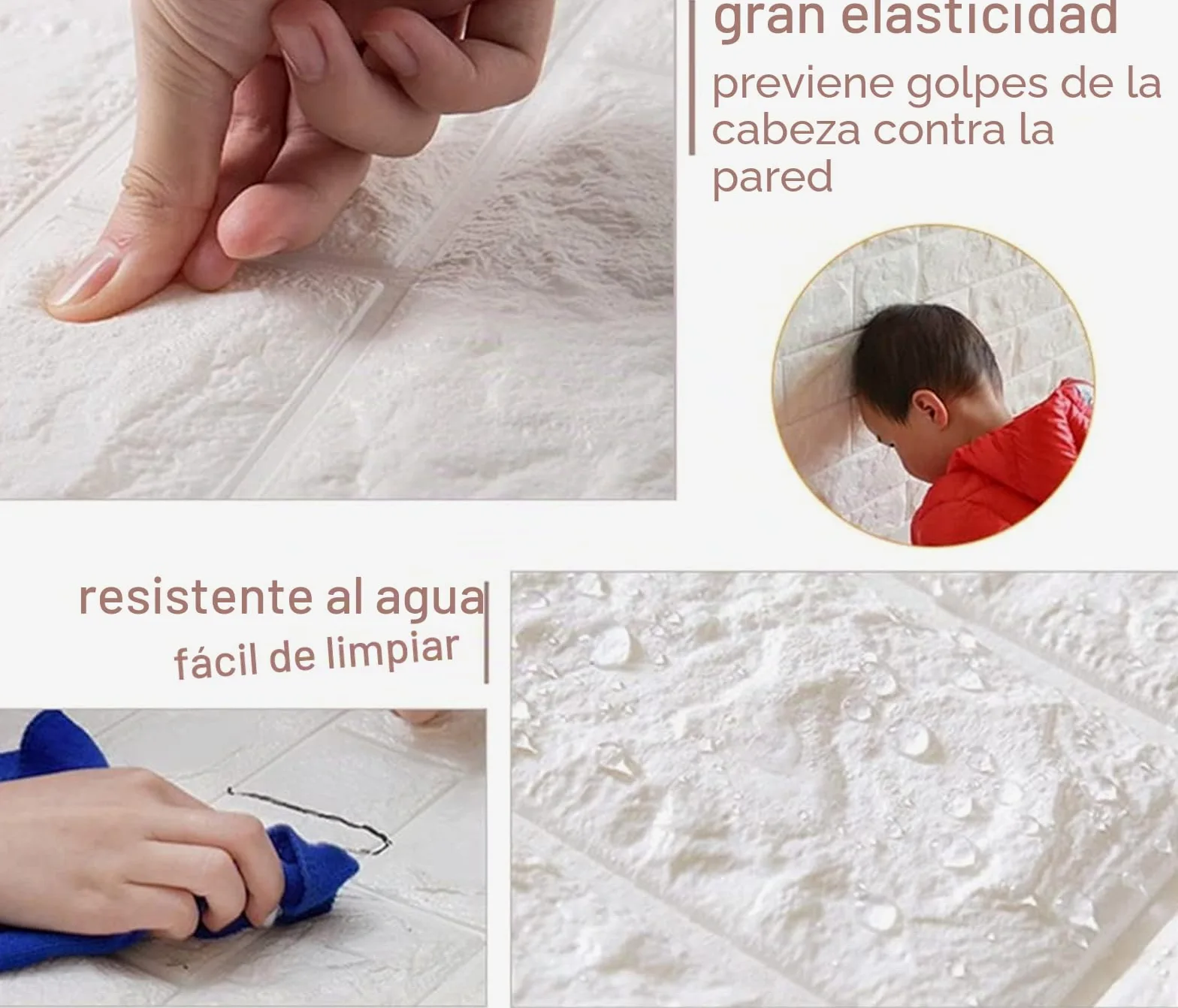 Papel Pintado 3D Ladrillo,10 Piezas PE de Espuma 3D Wallpaper, Autoadhesivo Grueso Impermeable DIY Pegatina de Pared Espuma 3D,para Salón Dormitorio Fondo de Pared Decoración Arte (35*38.5cm,Blanco)