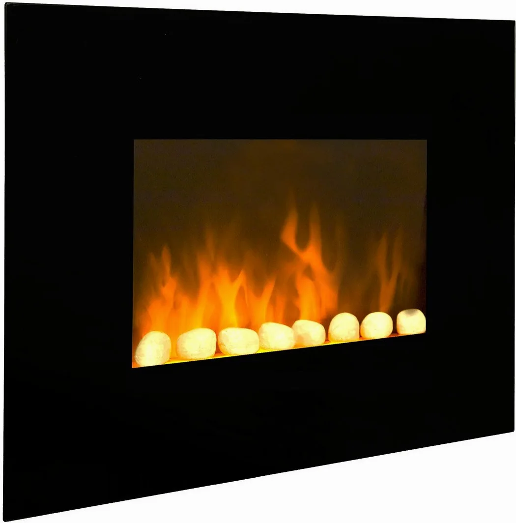 CHEMIN'ARTE Chimenea eléctrica de Pared con calefacción Black Fire, Efecto de Llama Leds- Chimenea Decorativa bajo Consumo - Mando a Distancia