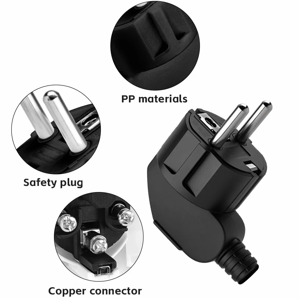 AXFEE Clavija Enchufe Macho 4 Piezas 250V 16A Exterior Negro