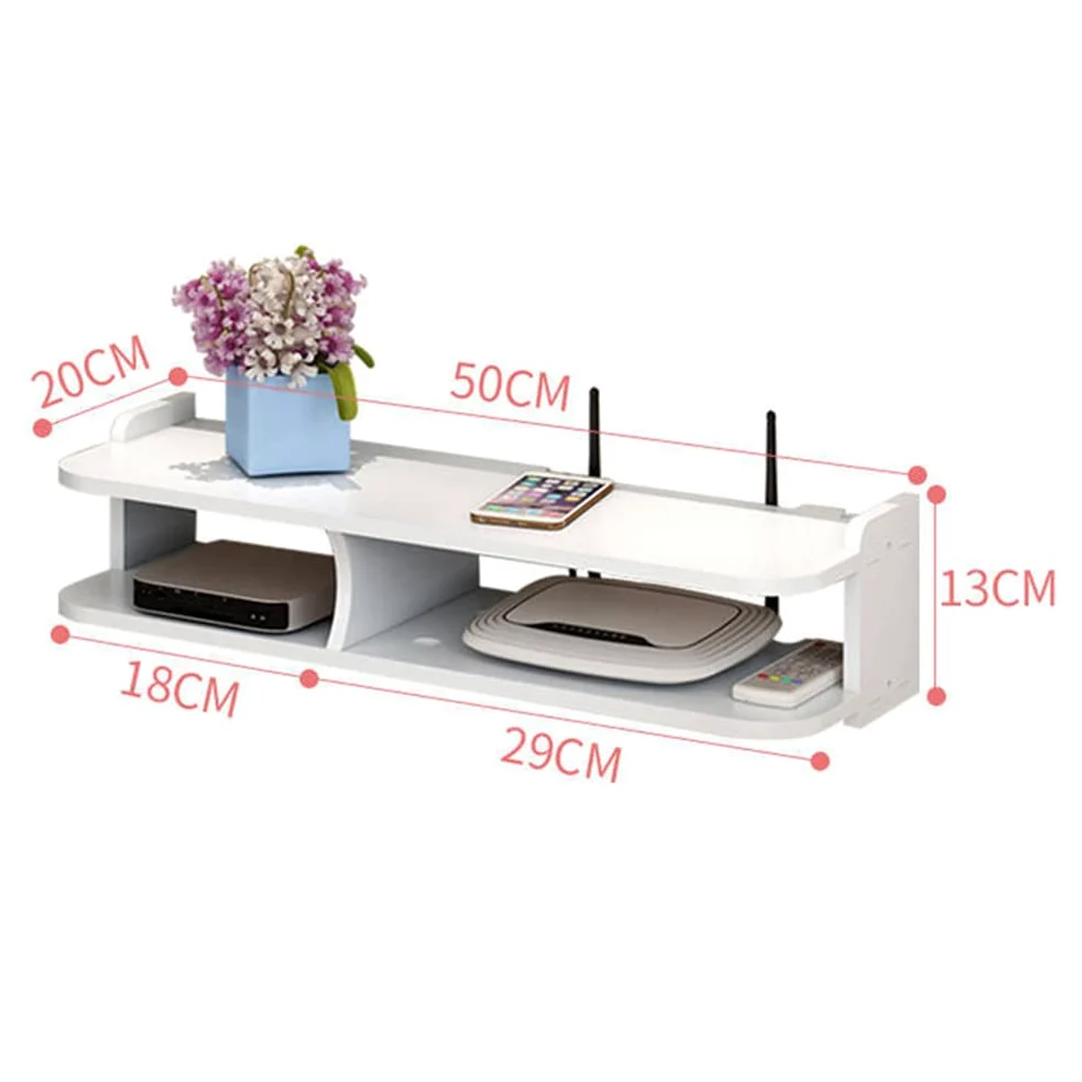 DAZZLEEX - Caja de almacenamiento para router WiFi, 50 cm, sin perforación, para sala de estar, TV, decodificador, reproductor de DVD