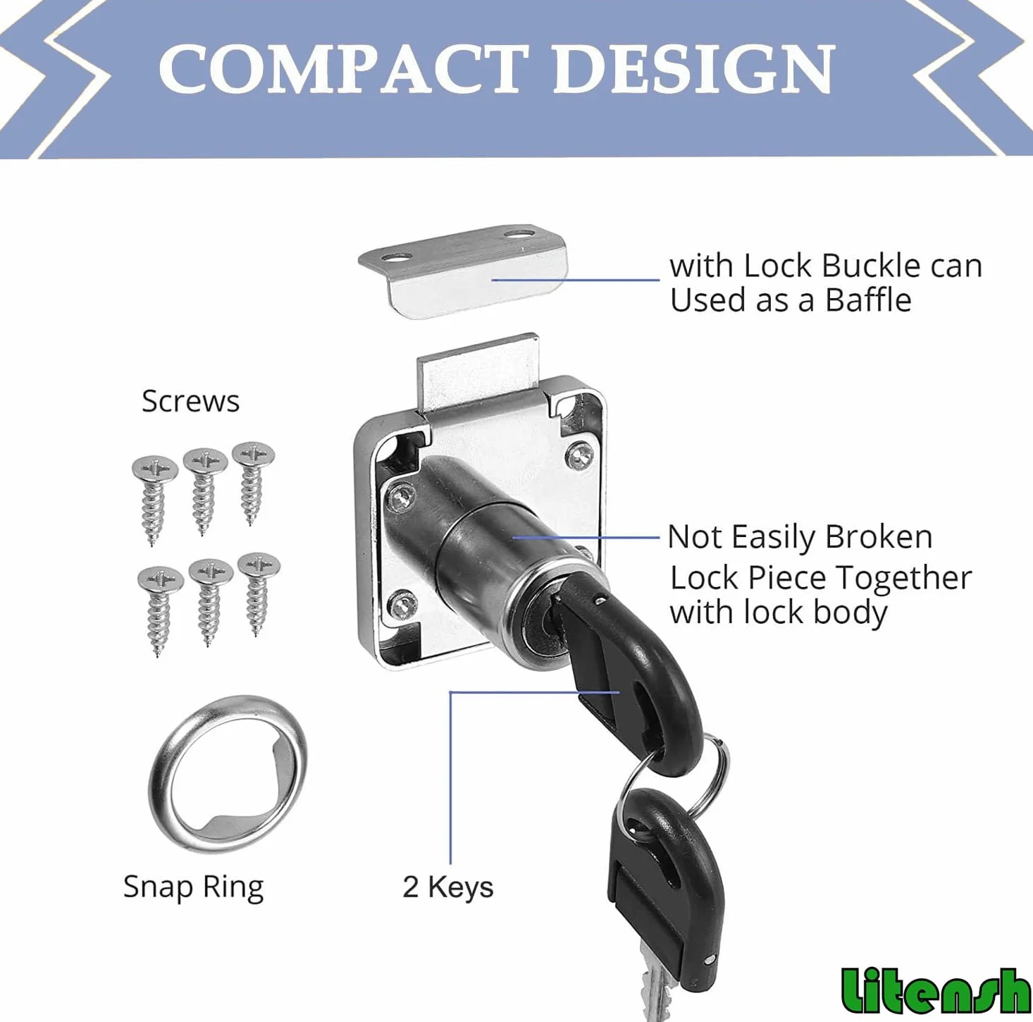 Cam Lock 22mm Cerradura de Seguridad para Gabinete con Llave Muebles Armario Buzón