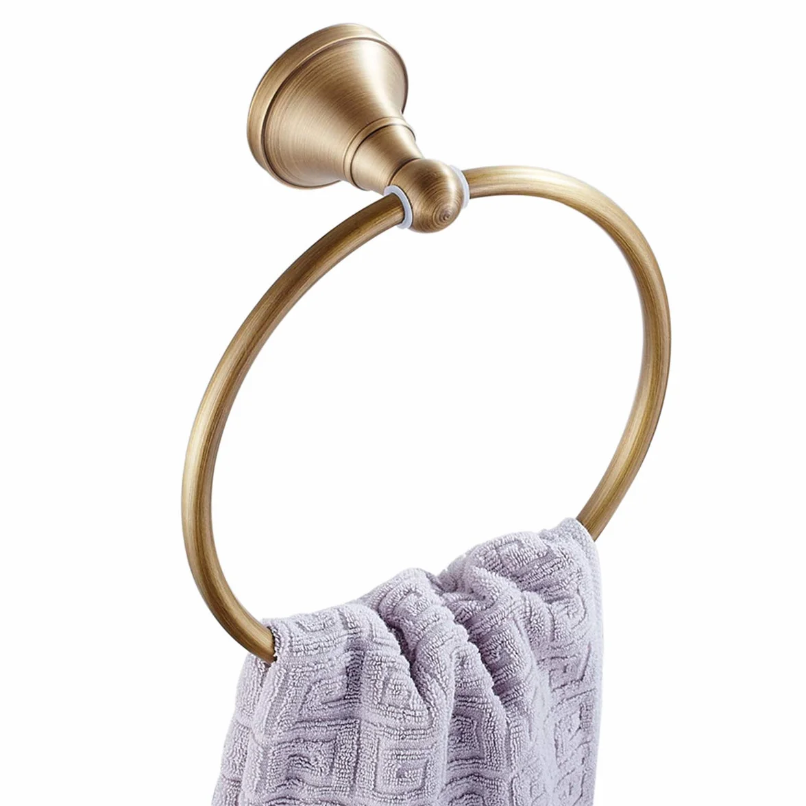 Flybath Toallero redondo latón envejecido soporte toallas baño cocina accesorio pared cepillado