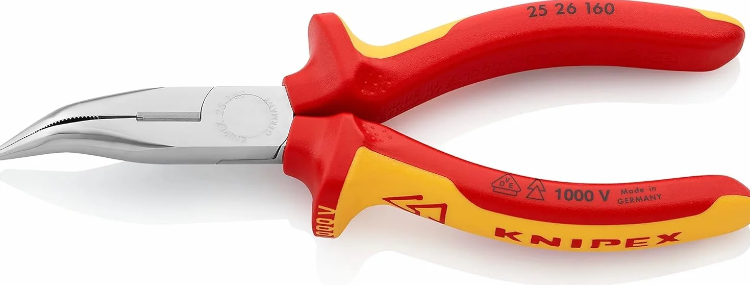 KNIPEX Alicate de montaje (alicate de radio) cromado aislados con fundas multicomponentes, según norma VDE 160 mm, 25 26 160