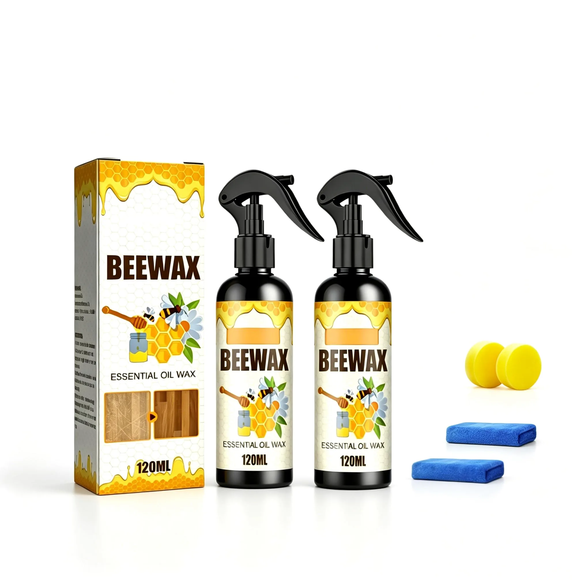 Cera de Abejas Pulimento para Muebles de Madera,cera para madera,Limpiador En Aerosol De Cera De Abejas,para el Cuidado de Muebles y Protección de Madera para Interior y Exterior (Spray-2pc)