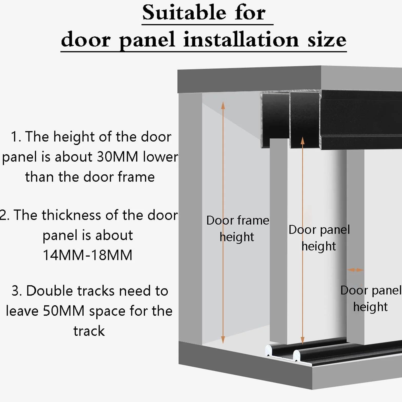 Kit de riel para puerta corredera, sistema de riel guía de funcionamiento suave para puertas de armario y oficina en casa