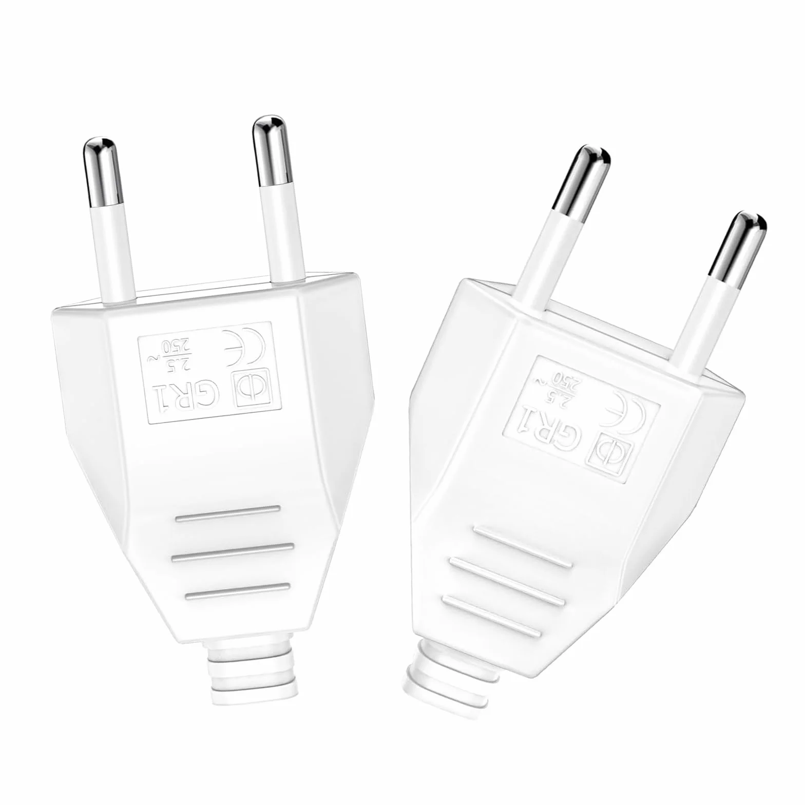 Enchufe Europeo Plano Schuko 250V 2.5A Blanco, Clavija Eléctrica Macho para Instalar o Reemplazar
