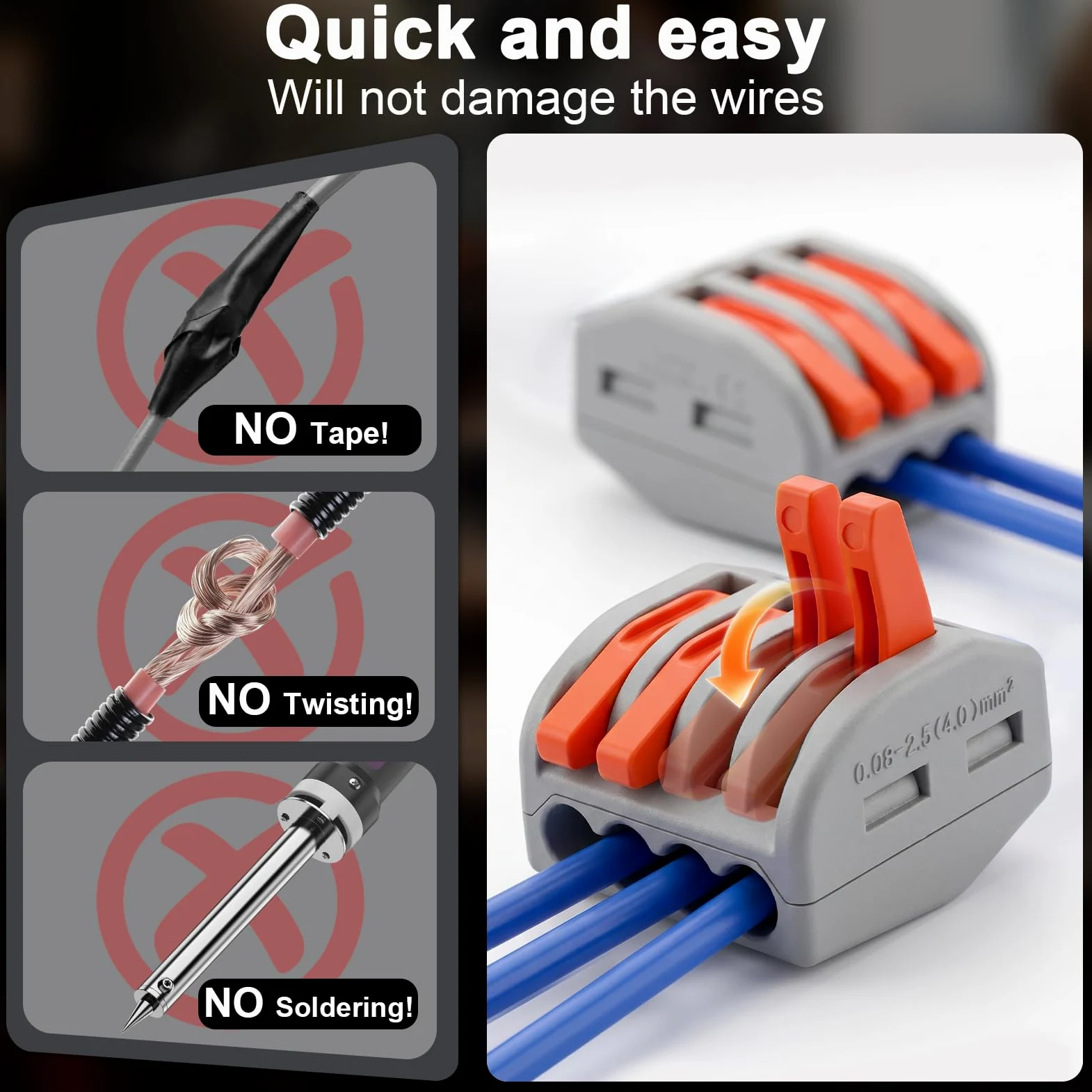 130pcs Conectores Electricos Rapidos, 2/3/4/5 VíAs, Retardantes de Llama Pa/Pc,Terminales EléCtricos con Palanca, Empalmes Cables Electricos para Cables Fijos
