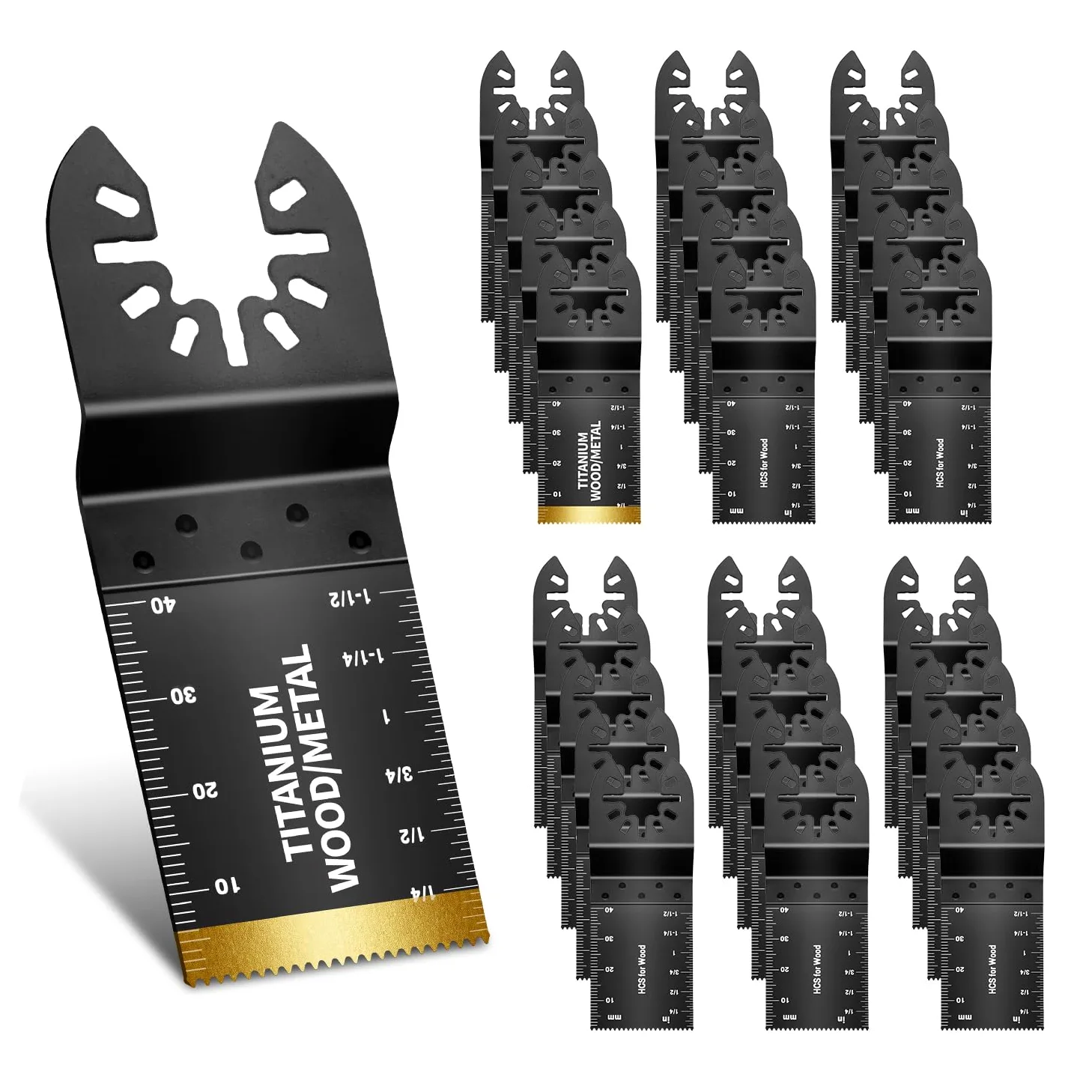 30 cuchillas oscilantes, hojas de sierra oscilantes profesionales universales de titanio para madera, plásticos y metal, compatibles con Dewalt Ryobi Fein Milwaukee Rockwell Makita