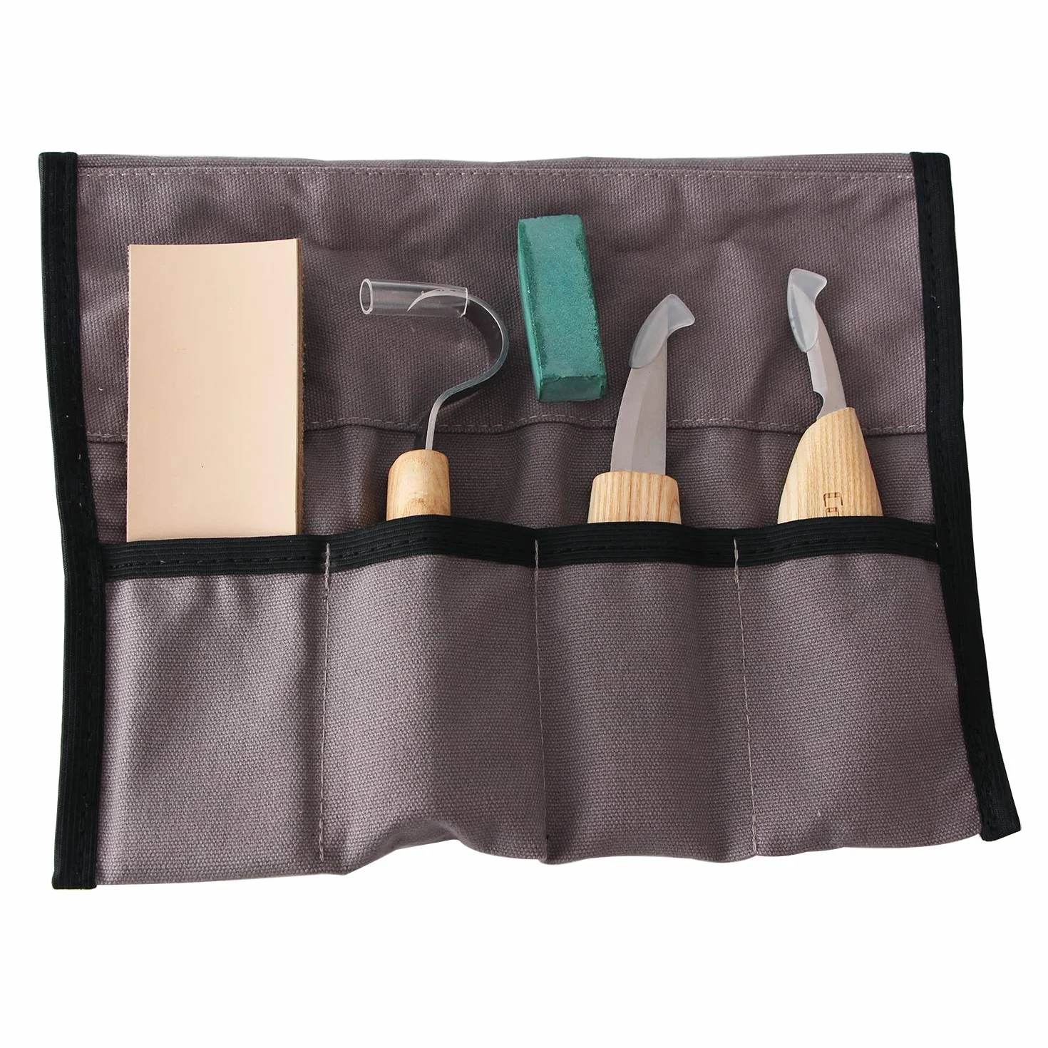 Cuchillo de Gancho de Talla de Madera para Tallar Cucharas, Tazones y Tazas, Herramientas de Tallado con Compuesto de Pulido de Cuero