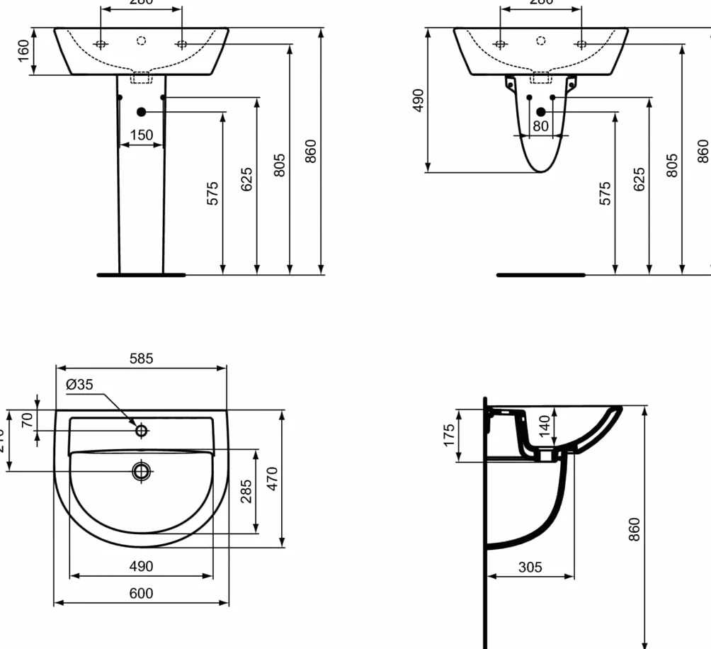 Ideal Standard W332301 Lavabo del baño EUROVIT, Blanco