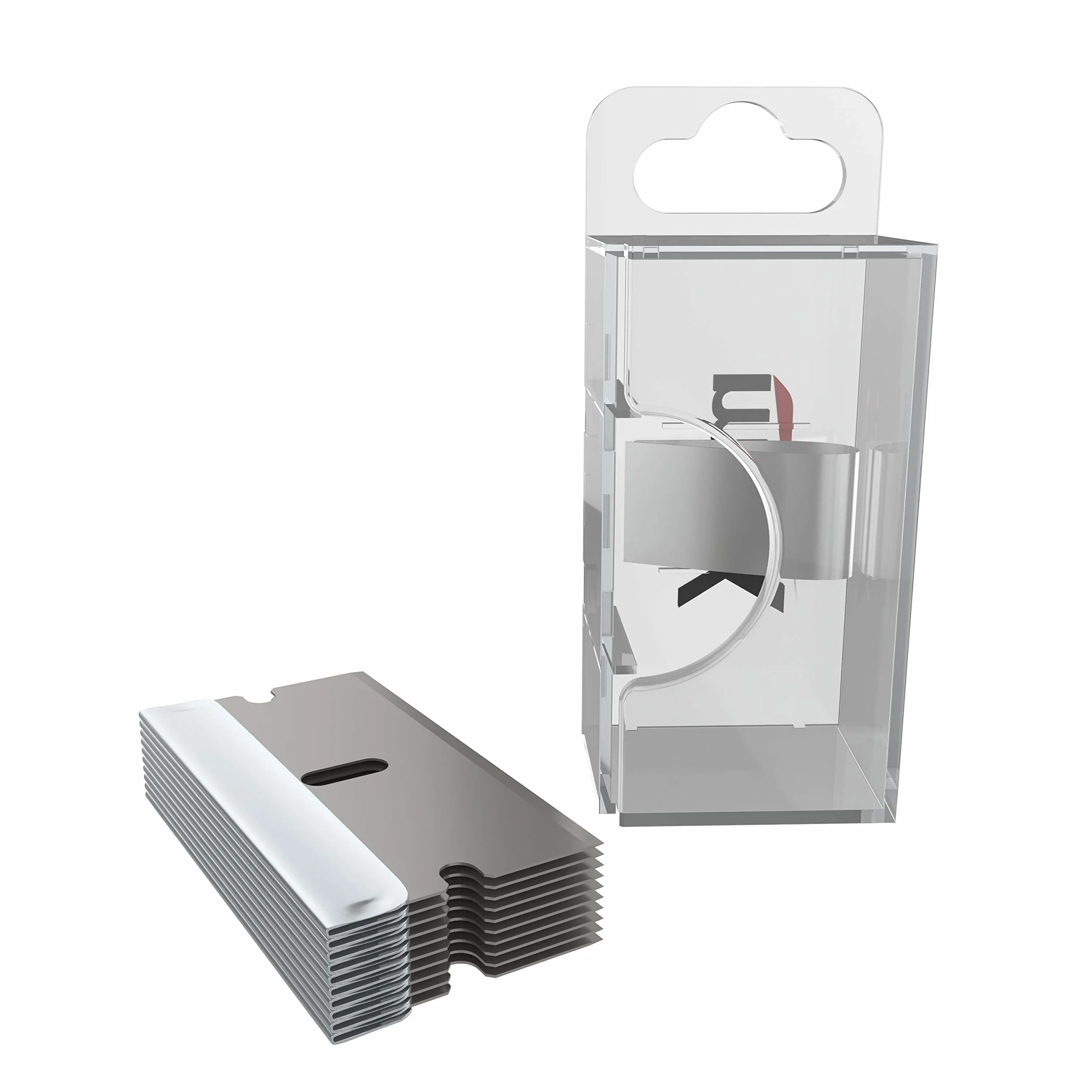miaX 10 Cuchillas de Repuesto de Acero para Rasqueta Vitrocerámica | 10 cuchillas de acero, caja dispensadora, para rasqueta de vidrio, vitrocerámica, recambios