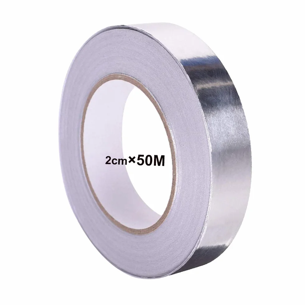 50 m x 20 mm Premium aluminio lámina adhesiva cinta con adhesivo conductor, cinta adhesiva de aluminio sellado, para HVAC Reparación, Conductos, Aislamiento