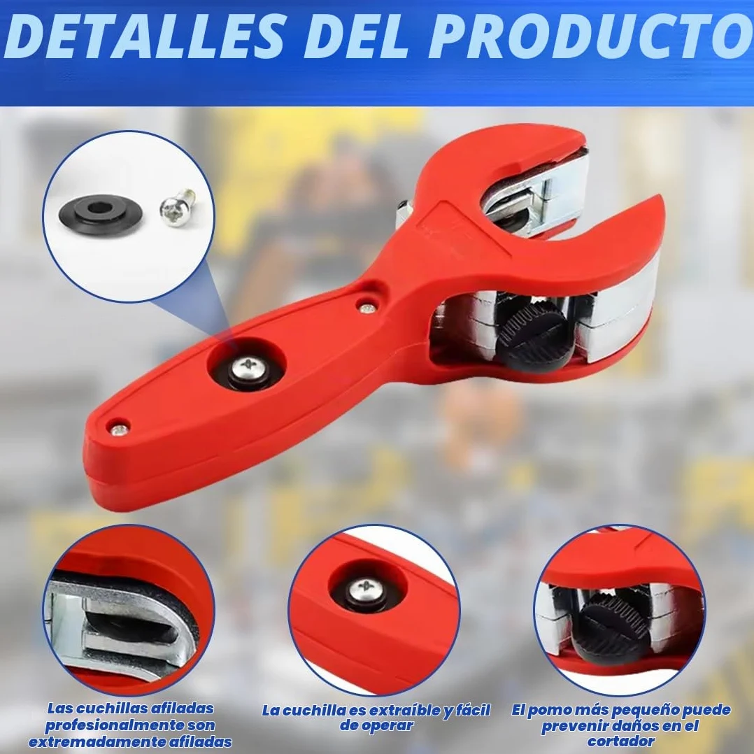 Cortador de tubos de trinquete con 3 ruedas de repuesto y herramientas de desbarbado, 8-29 mm, cortador de tubos de cobre, cortador de tubos de precisión, acero inoxidable, tubos de cobre, adecuado