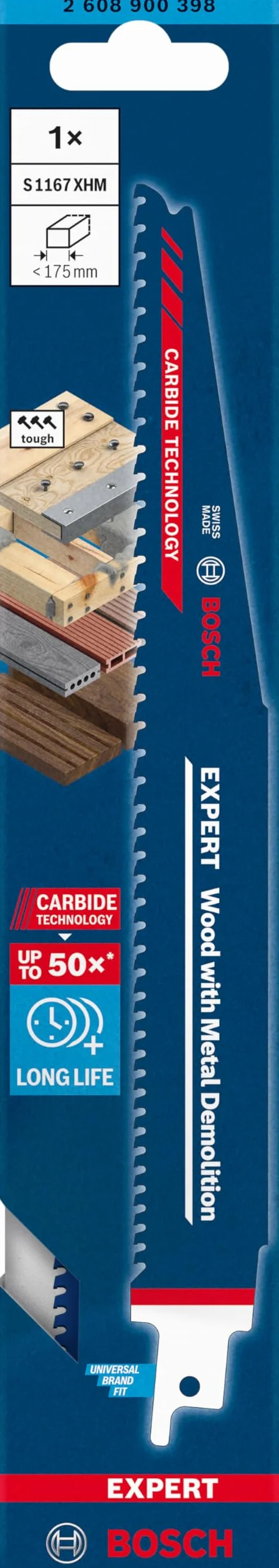 Bosch Professional S 1167 XHM Hoja de sierra sable Expert para Madera con metal duro 225 mm
