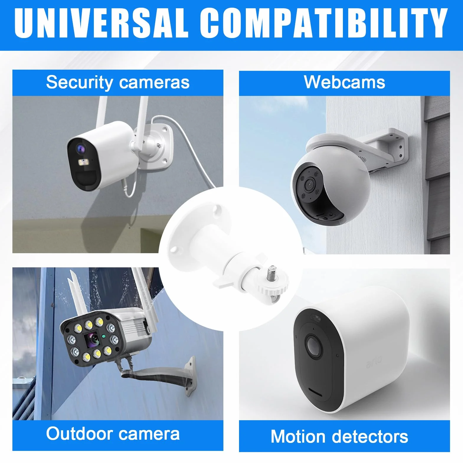Soporte de Pared Ajustable para Cámara al Aire Libre, Soporte de Cámara con Rosca de 1/4 Pulgadas, Soporte de Pared para EufyCam S3 Pro Arlo Blink, Anillo de Aleación de Aluminio, Negro