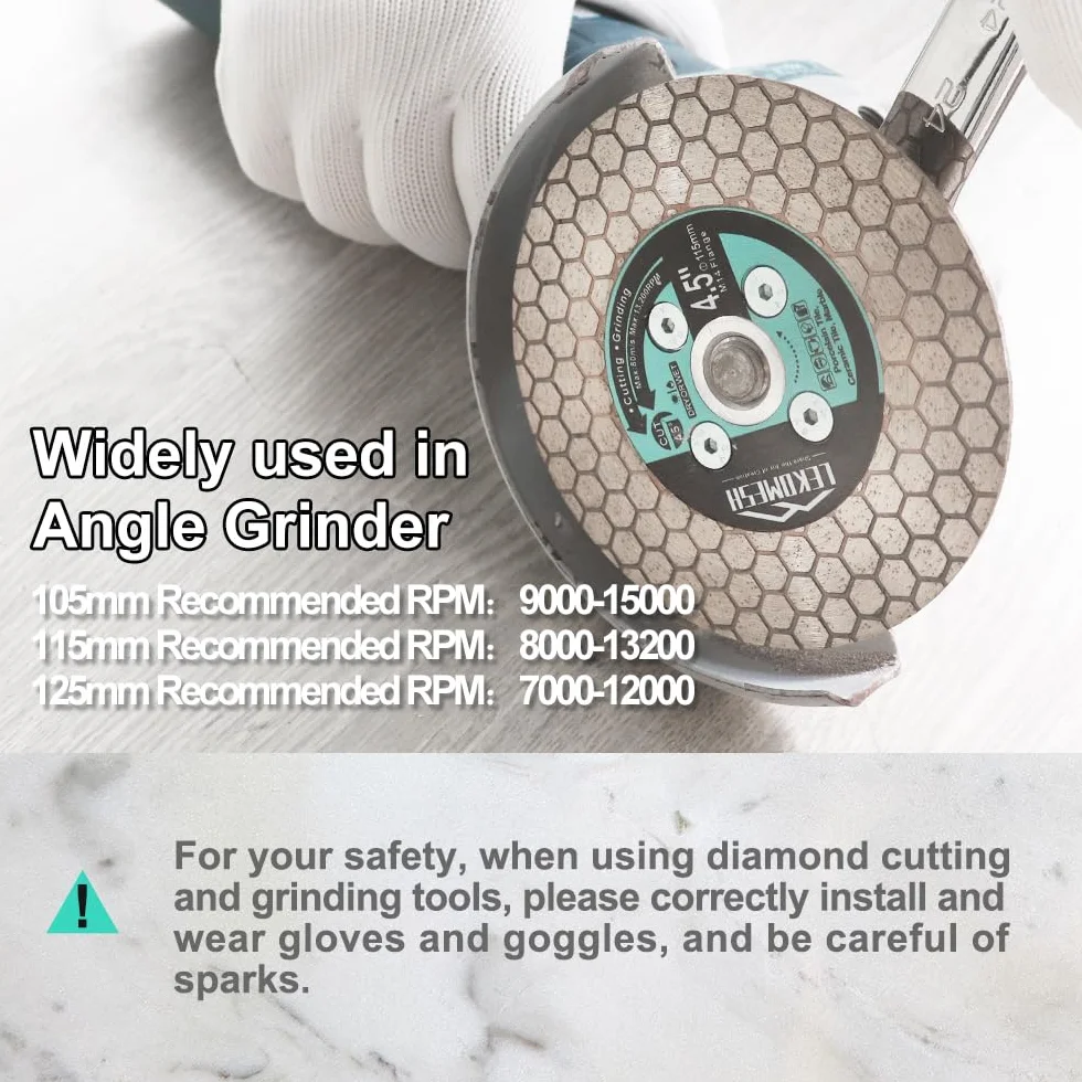 Disco de Diamante 115mm M14 | Disco 2 en 1 para Corte y Lijado de Porcelánico, Azulejos y Mármol | Doble Cara Profesional para Amoladora Angular